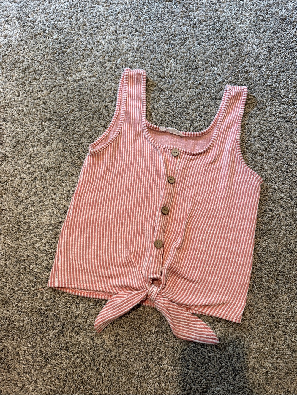 Caution To The Wind Pink Striped Tie-Front Tank